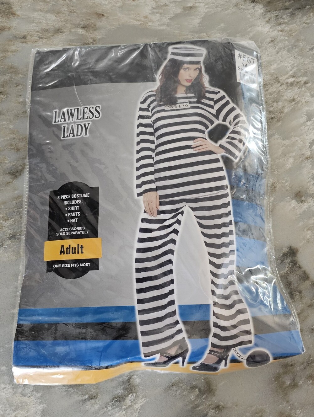 Fun World Lawless Lady Prisoner Costume Womens Adult One Size Fits Most 3 Piece